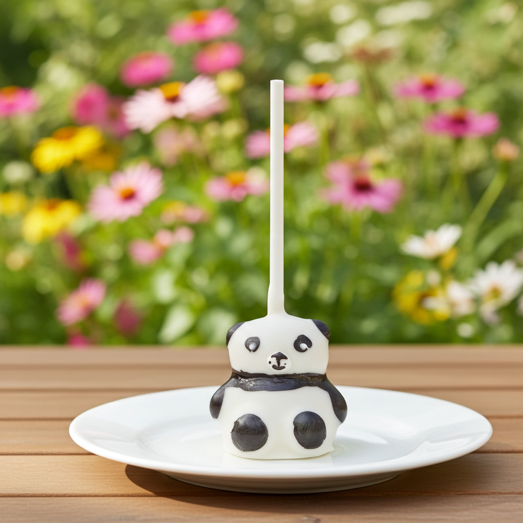cake pop panda zittend